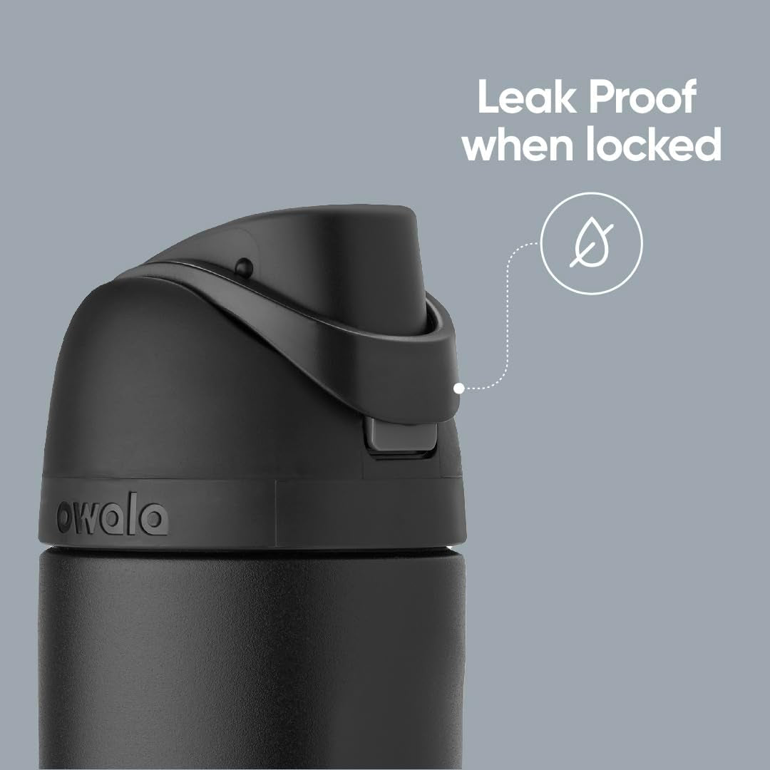 Freesip Insulated Stainless Steel Water Bottle with Straw, Bpa-Free Sports Water Bottle, Great for Travel, 24 Oz, Very, Very Dark